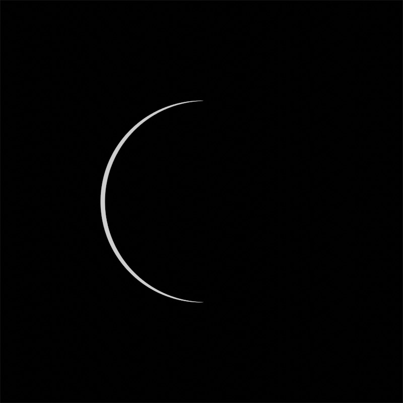 A sliver of the remaining circle that looks like a very thin crescent moon arcing on the left side.